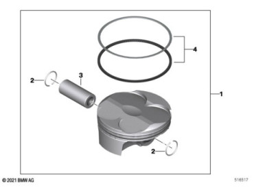 Piston with rings and pin 